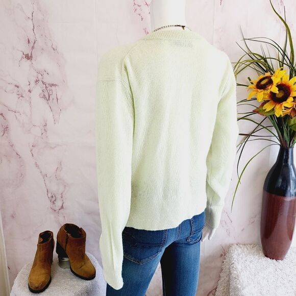 Joie light lime green 100% cashmere v neck sweater - Picture 4 of 7